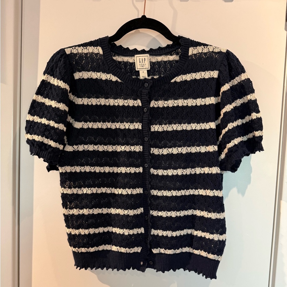 GAP X Doen striped linen cardigan size M - Picture 4 of 7
